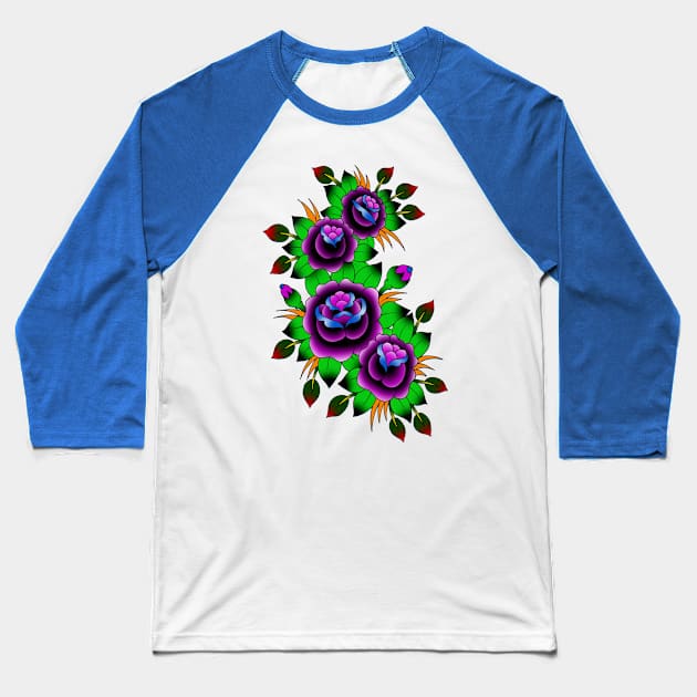 Roses Baseball T-Shirt by APOCALYPTIK